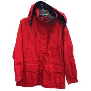 Vintage Womens Parka Jacket Size Large Red Nylon Gorpcore Outdoor Hiking Coat